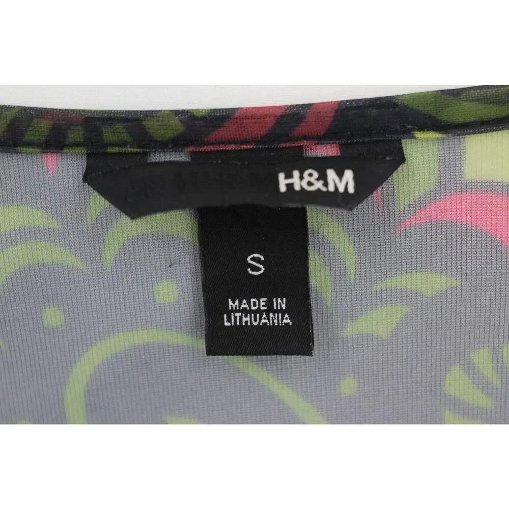 H&M floral pattern tie waist quarter sleeve flare dress womens small‎ fairy boho - Picture 2 of 6